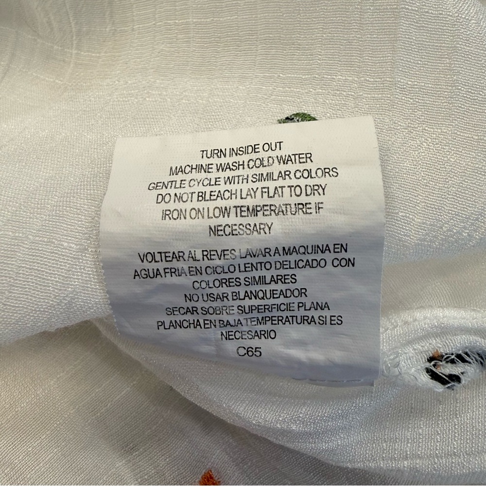 Fig + Flower Novelty Cocktail Embroidered Button Front Shirt Large - Picture 13 of 13